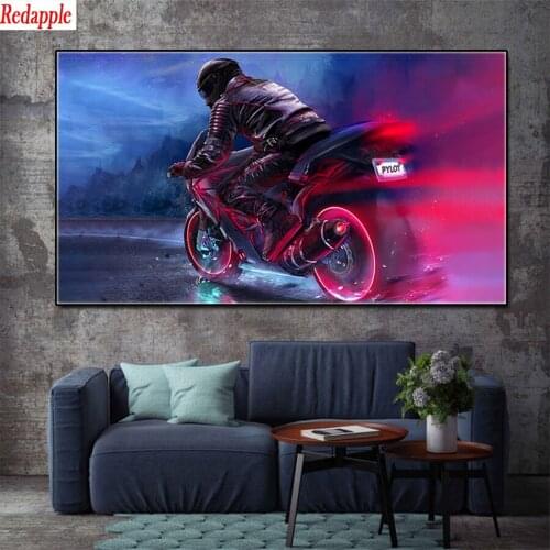 Diamond embroidery Hot selling home art cool man riding a motorcycle diamond painting cross stitch 5d full square round drill