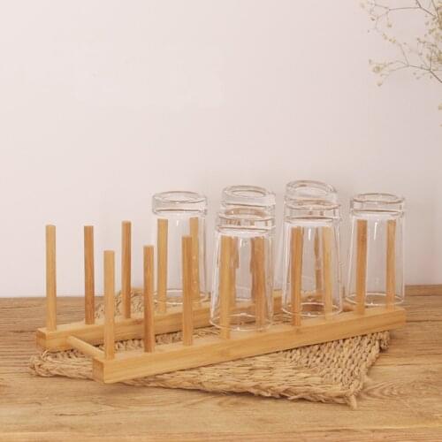 Bamboo Wooden Dish Drainer Rack Plate Rack Stand Pot Lid Holder Kitchen Cabinet Organizer Pan Cups Stand Kitchen Accessories