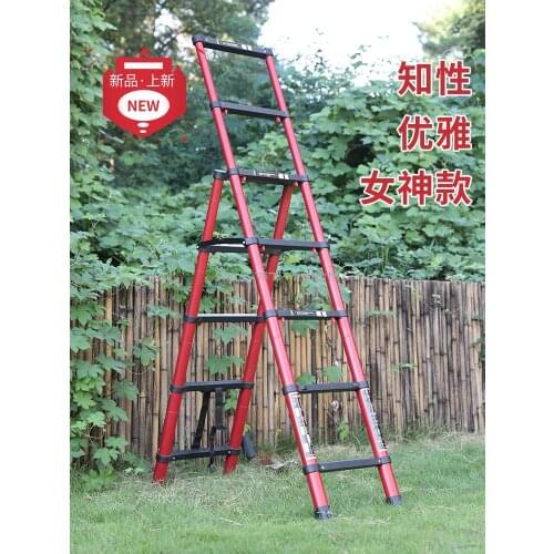 Household Ladder Telescopic Lift Folding Multi-function Miter Ladder Aluminum Alloy Thickened Portable Indoor Five Step Ladder