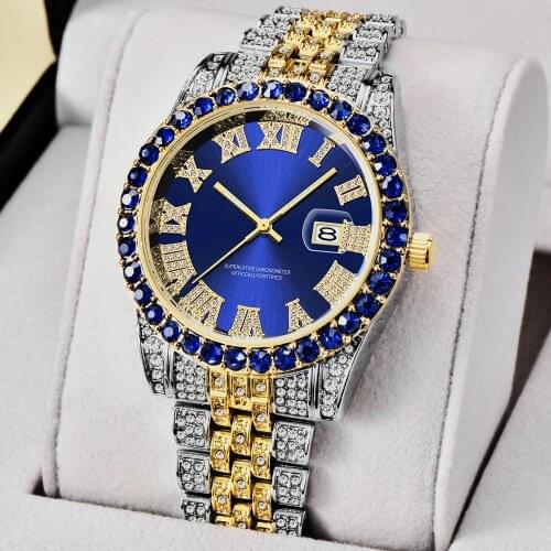 Quartz Mens Watches 2021 Luxury Bling Diamond Watch for Men Silver Gold Steel Fashion Male Clock Iced Out Hip Hop Reloj Hombre