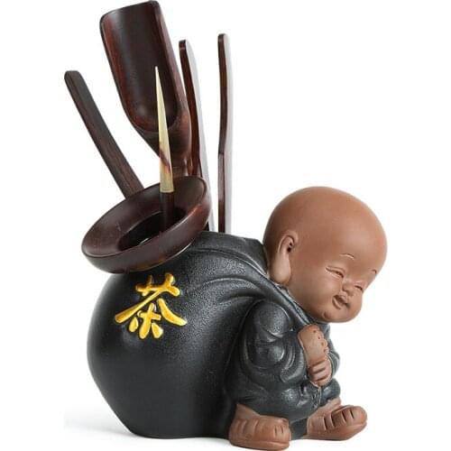 Little Monk Chinese KungFu Gong fu Tea Set Ceremony Accessories Set Clip Needle Ceramic Tea Scoop Strainers Six Gentleman Teawer