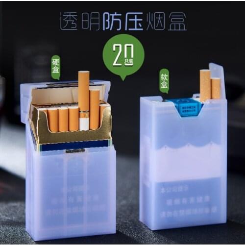 Thicken transparent cigarette case Ordinary 20 cigarettes hold 1 whole pack of ABS plastic cigarette box for men Smoking tool