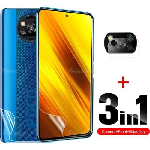 3-in-1 Front Back Screen Protection For Poco X3 GT Full Cover Hydrogel Film Not Glass For Poco M3 Pro X3 NFC F3 Camera Lens Film