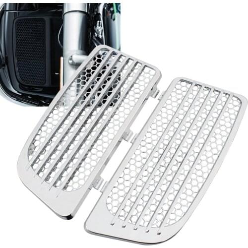 Motorcycle Chrome Radiator Grills Lower Fairing Twin Cooled For Harley Street Electra Glide Ultra FLHTK FLHTKL FLTRU FLTRK 14-20