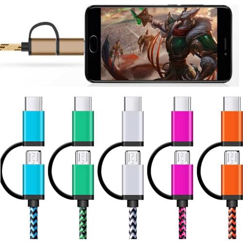 2 In 1 Type-C & Micro USB Charger Cable USB 3.0 Interface Fast Charging Line OTG Adapter Cable for Phone PC U Dick Converter