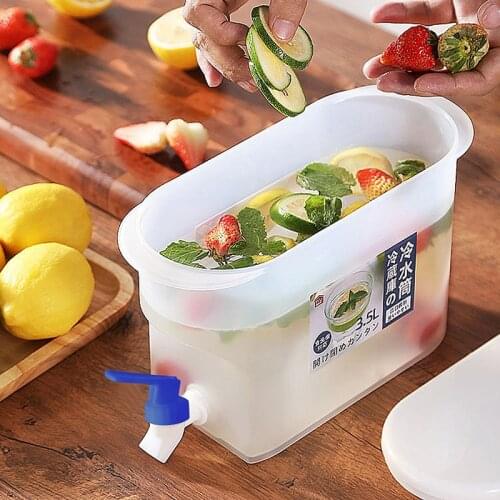 Jug With Tap Cold Water Container Bottle Tap Dispenser Kettle Lemonade With Tap Dispenser For Beverage For Kitchen Refrigerator