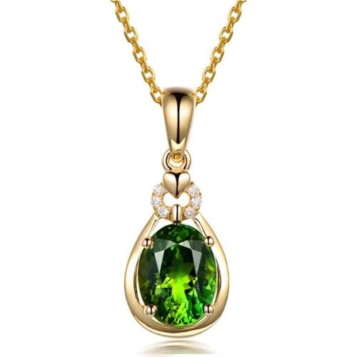 MIQIAO 18K Yellow Gold Green Drop Crystal Zircon Luxury Pendant Collar Chain Necklace for Women Couple Friends Gift Jewelry Boho