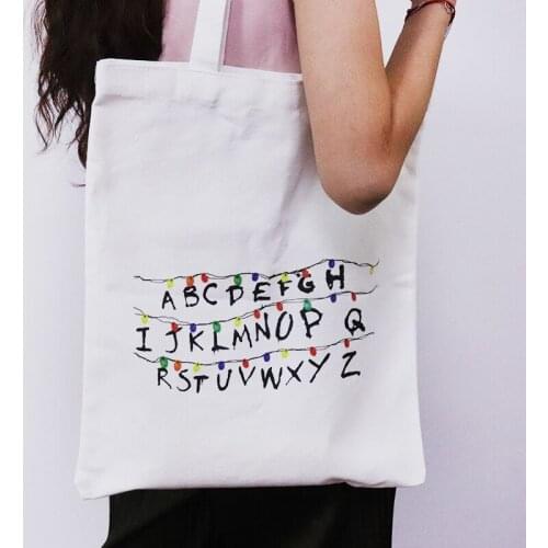 Fashion alphabet tote balloon party decor eco friendly shopping canvas bag gift for her
