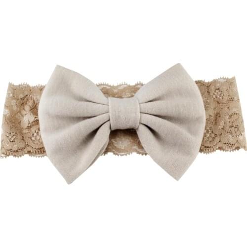 Trendy 5"Cotton Hair Bows Lace Headband Kids Girls' Solid Elastic Party DIY Headwear For Kids Bandeau Hair Accessories