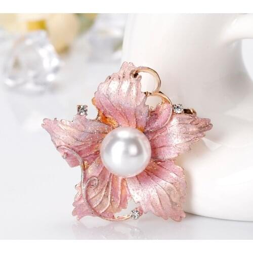 Fashion pink cherry blossom flowers Brooches for Women Enamel Brooch Pins Jewelry Accessories