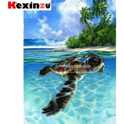 5D DIY Full Square/Round Drill Diamond Painting Kit "Coconut tree turtle" Embroidery Mosaic Cross Stitch Stickers Decor Gift Xy0