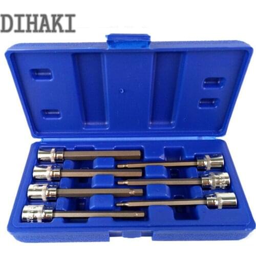 7PC 3/8" Drive Long Reach Star Bit Socket Set 3/4/5/6/7/8/10mm Extra Long 110mm CR-V Torx Bit Socket Set