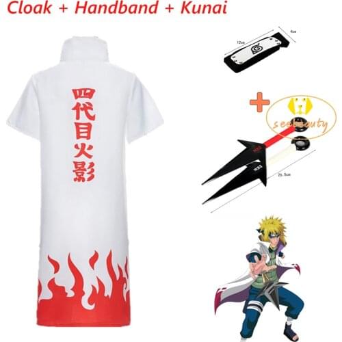 Naruto Minato Namikaze Cosplay White Cloak Fourth Yondaime Hokage Headband Flying Thunder Kunai Anime Costume Party Group Outfit