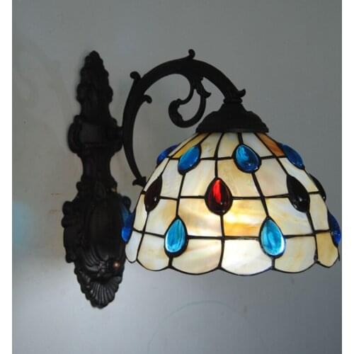 Baroque Tiffany Stained Glass Wall Lamp E26/E27 Bulb European Simple Aisle Light Hallway Balcony Bedroom Wall Sconces WL272