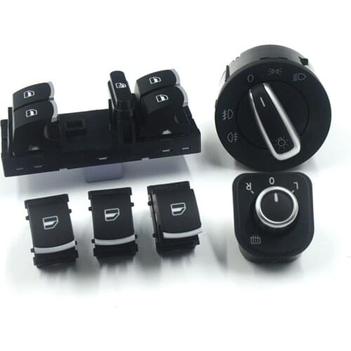 For Volkswagen VW Jetta Golf 5 6 Golf pLus Tiguan Passat B6 CC Alhambra Chrome Window Rear Mirror Foglight Control Switch 6 PCS