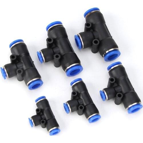 PEG Plastic Variable Diameter T Type Three-Way Quick Plug PU Pneumatic Component Connector