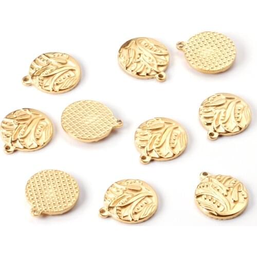 ASON 10pcs/lot Retro Simplicity Pendant Single Hole Stainless Steel Gold Silver Color Diy Necklaces Charms Jewelry Making Gift