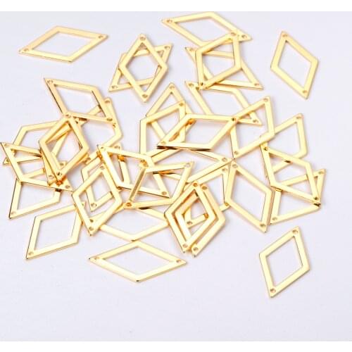 ASON 100 Pcs/Lot Rhombus Hollow Out Charms Extend Connector Charm With Holes Pendant Stainless Steel For Jewelry Making Supplies
