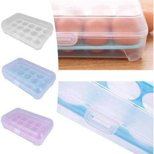 Fresh Keeping 15 Grid Transparent Egg Refrigerator Storage Box Portable Outdoor Anti-collision Plastic Egg Box Kitchen Accessory