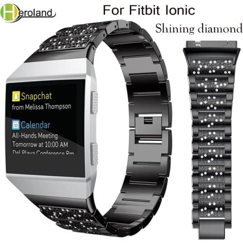 Luxury Crystal Alloy steel Watchband for Fitbit Ionic straps Smart Accessories Replacement Wristband smart Watches with diamond