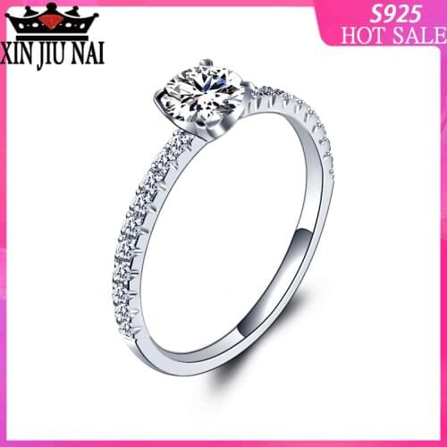 S925 sterling silver high-end four-prong proposal marriage engagement wedding anniversary gift 1 carat diamond rings for women