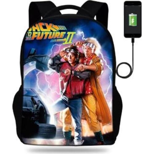 School Bags back to the future The game Print Backpack Teenager Girls&Boys Kids USB Port Backpack Students Children School Bags