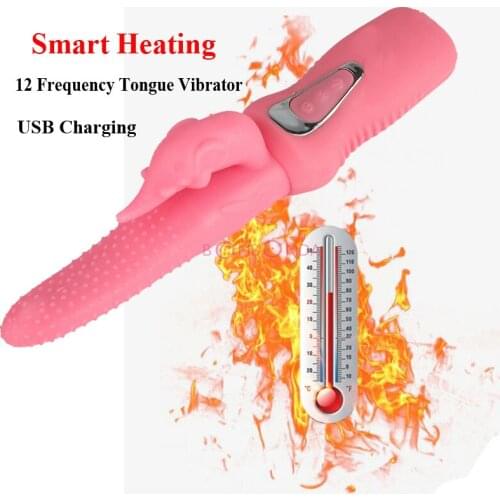 Heating vibrating licking tongue usb vibrator sex toys for woman clitoris stimulator silicone dildo vibrators for women massager