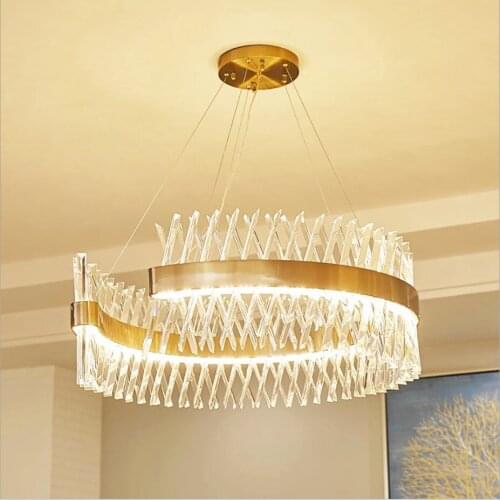 Modern Crystal Metal Gold LED Pendant Lamp Villa Hotel Ceiling Lighting Chandelier Fixture LED Suspension Lamps PA0605