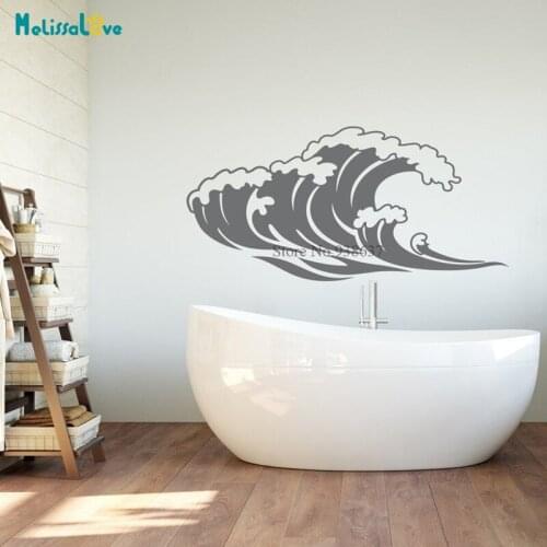 Ocean Waves Wall Decal Sticker Sea Beach Themed Bathroom Home Decor Vinyl Wallpaper BA759