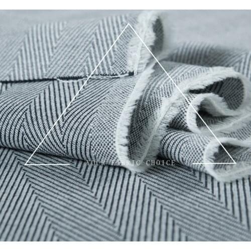 Japan stretchy wool spandex fabric, herringbone pattern, navy-white, sew for top, pant, craft by the yard
