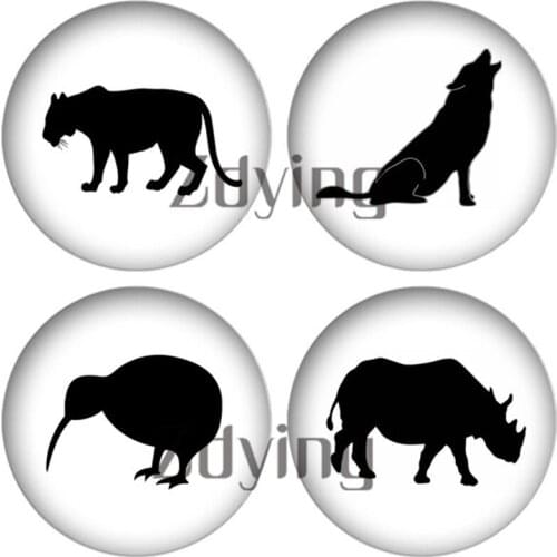 Zdying 10pcs/lot Aniaml Wolf Birds Horse Deer Silhouette Glass Cabochon Dome Beads Demo Flat Back Making Jewelry Findings