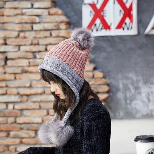 New arrival fashion wild thick sweet outdoor women hat winter warm cute comfortable earmuffs temperament chenille soft knit hat