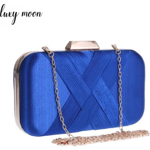 Womens Evening Clutch Bags Wedding Party Clutch Purse and Handbag Satin Weave Solid Color Chain Shoulder Bag ZD1646