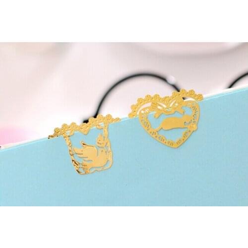 10pcs Mini Lace Love animal Gold Metal Bookmark Creative Round Hollow Out Bookmarks For Books Gift Creative Products Stationery
