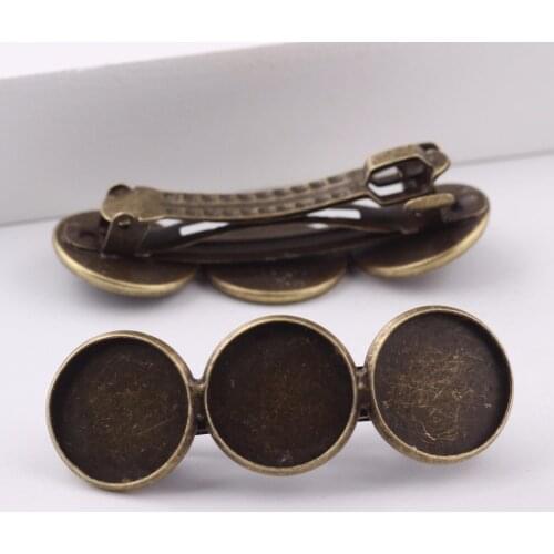 Reidgaller 10pcs antique bronze cameo cabochon hair clip blank settings 16mm dia hairclip base trays diy jewelry backings