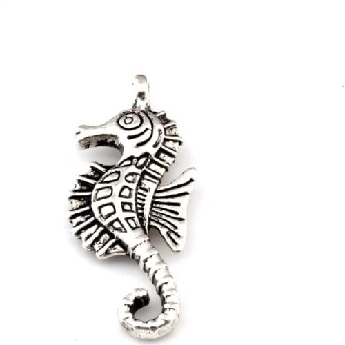 150pcs Charms Hippocampus Seahorse 11.5x28mm Antique Silver Color Pendants DIY Making Tibetan Handmade Finding Jewelry A-166