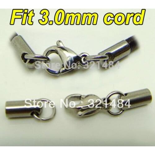 200set Stainless steel Fit 3mm Leather Cord Clasp Cord Buckle Leathercraft DIY Jewelry Findings Accessories