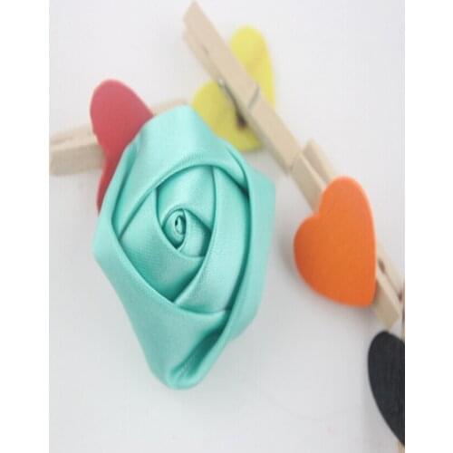 50Pcs/lot DIY 1.5'' Satin Artificial Ribbon Rose Flowers Craft For Wedding Decoration Baby Hiar Accessories 8-014