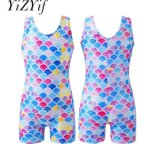 Girls Mermaid Ballet Leotard Sleeveless Biketard Girls Ballet Dancesuit Child Gymnastic Leotards Professional DanceWear 3-12Y