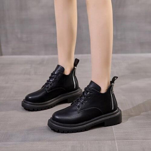 Women Modern Boots 2021 Autumn Fashion Genuine Leather Boots For Women Shoes Casual Lightweight Ankle Zipper Flat Boots