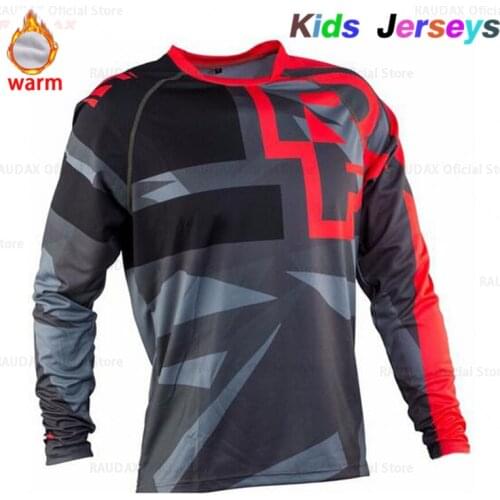 Kids Fleece Keep Warm Long Sleeve Cycling Jerseys MTB Boys Mountain Bike Clothing Motocross Jersey Downhil DH Cycling T-Shirt