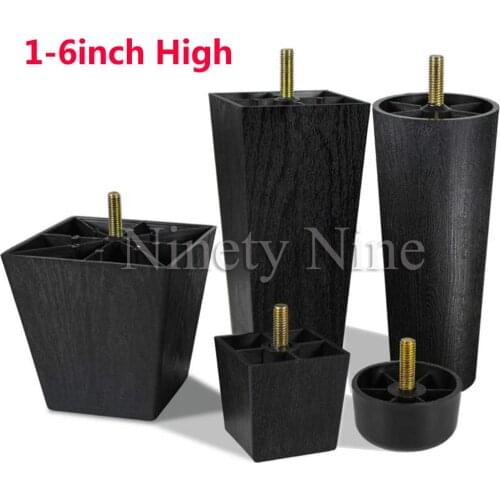 Sofa Legs 1-6 inch High Plastic Couch Legs Replacement Furniture Legs Pack of 4 for Chair Ottoman Legs with M8 Hanger Bolts