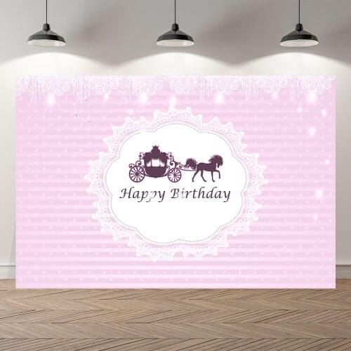 Seekpro Photography Background pumpkin carriage pink girls Happy birthday new born party baby shower Backdrop Photo Photocall