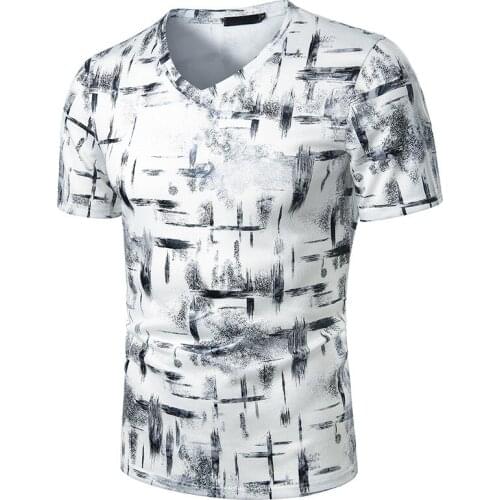 Summer Mens Fashion Casual Gradient Short Sleeve V-Neck Short Sleeve T-Shirt Hip Hop T Shirt Male Vintage Tees