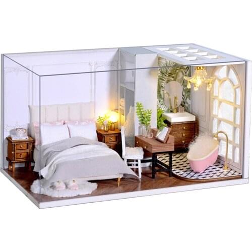 Dollhouse Toys Miniature Landscape Home Creative Gifts Wooden Assembled Doll House Furnitures for Children Birthday