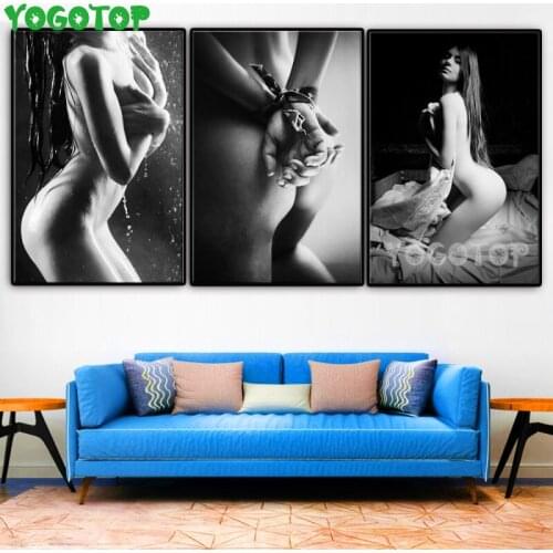 Sexy Women Body 3 piece Full square & round diamond painting 5d diy diamond embroidery painting Black White wall art ML1453
