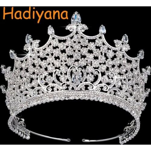 Hadiyana New AAA CZ Wedding Crowns Copper Luxury Rhinestone Bridal Hair Tiaras Vintage Crown Anniversary Date BC3779 Corona