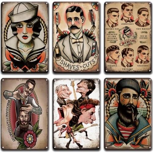 Rock N Roll Metal Plate Tin Sign Vintage Bathroom Home Decor Plaques Retro Baber Shop Poster Stickers Man Cave Decoration Signs