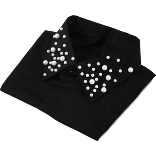 Fashion Fake Collar Women Pearl Decorate Faux Collar Detachable Collar Lapel Blouse Ladies Adjust Clothes Accessories