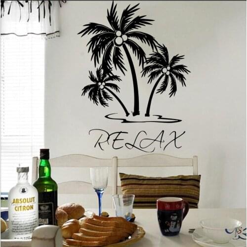 Wall Decal Vinyl Sticker Palm Tree Relax Wall Art Decor Living Room Bedroom House Home Decoration Mural Wallpaper Poster WW-369